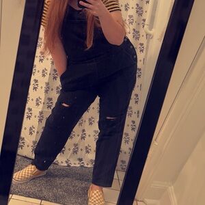 Old Navy Women’s Black distressed Overall Jeans